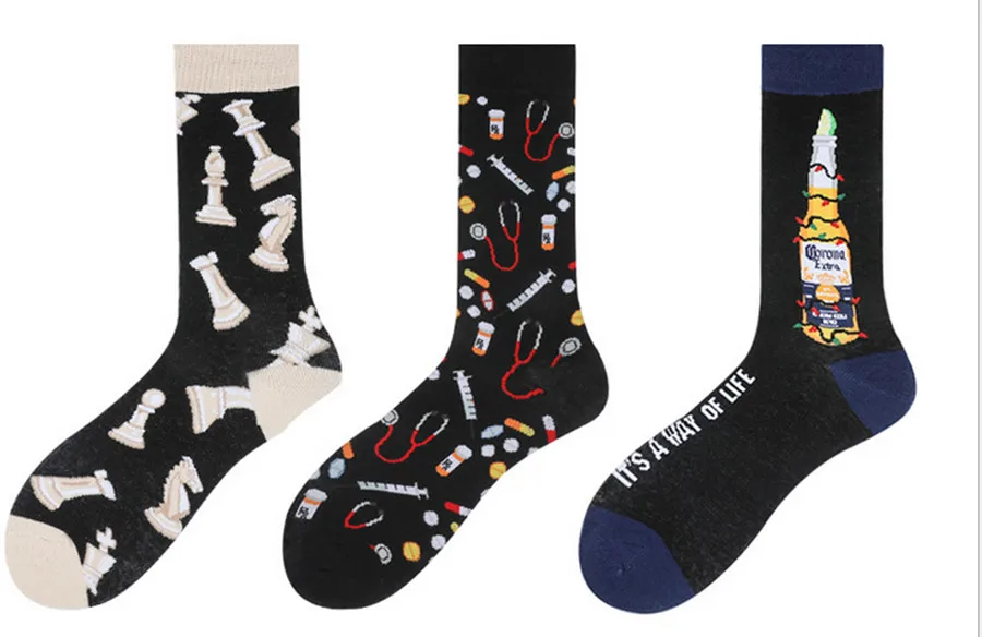 Носки мужские и женские хлопковые с разноцветным мультяшным рисунком | Женская