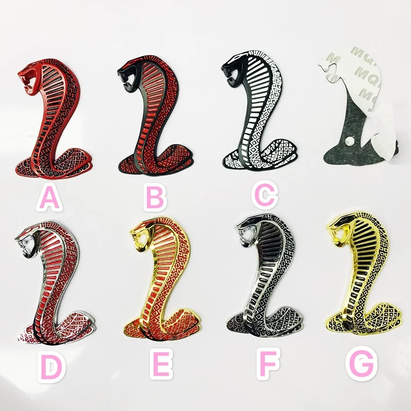 

10pcs Cobra Logo 3D Metal Super Snake Racing Rally Front Hood Grille Badge Emblem For Mustang Shelby GT500