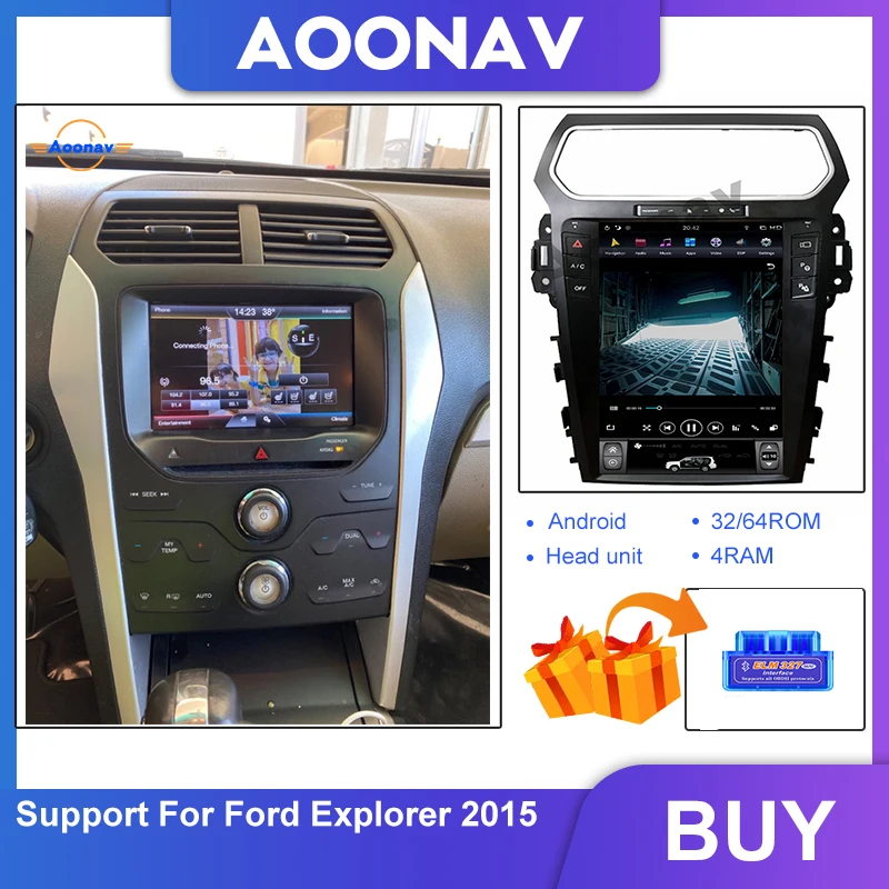 

Car 2 din stereo receiver HD tesla style Vertical screen head unit For Ford Explorer 2015 GPS Navigation auto radio video player