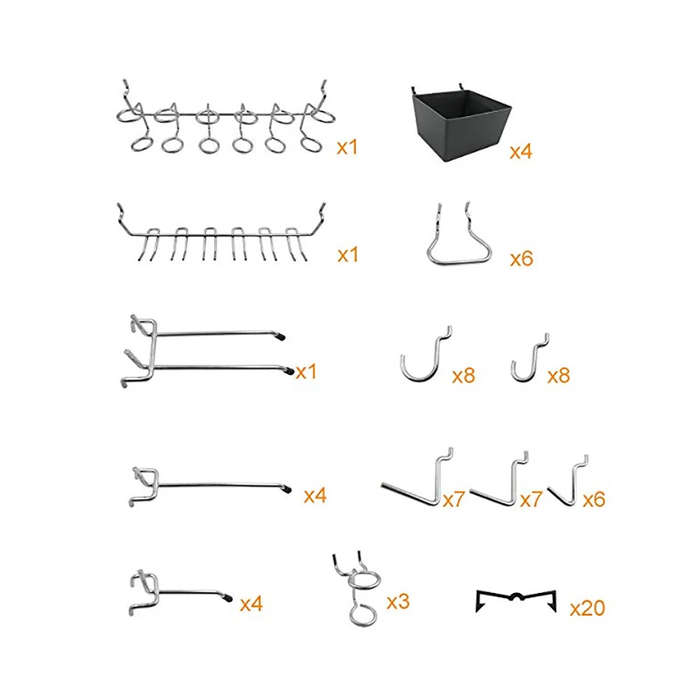 

80PC Hole Board Hook Assorted Peg Hooks Garage Kitchen Warehouse Store Wall Holders Organizer Storage Hanger Peg Hook