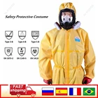 Брызгозащищенная Рабочая защитная одежда, химическая промышленность, кислота и Щелочность, защитная Рабочая одежда, с противогаз