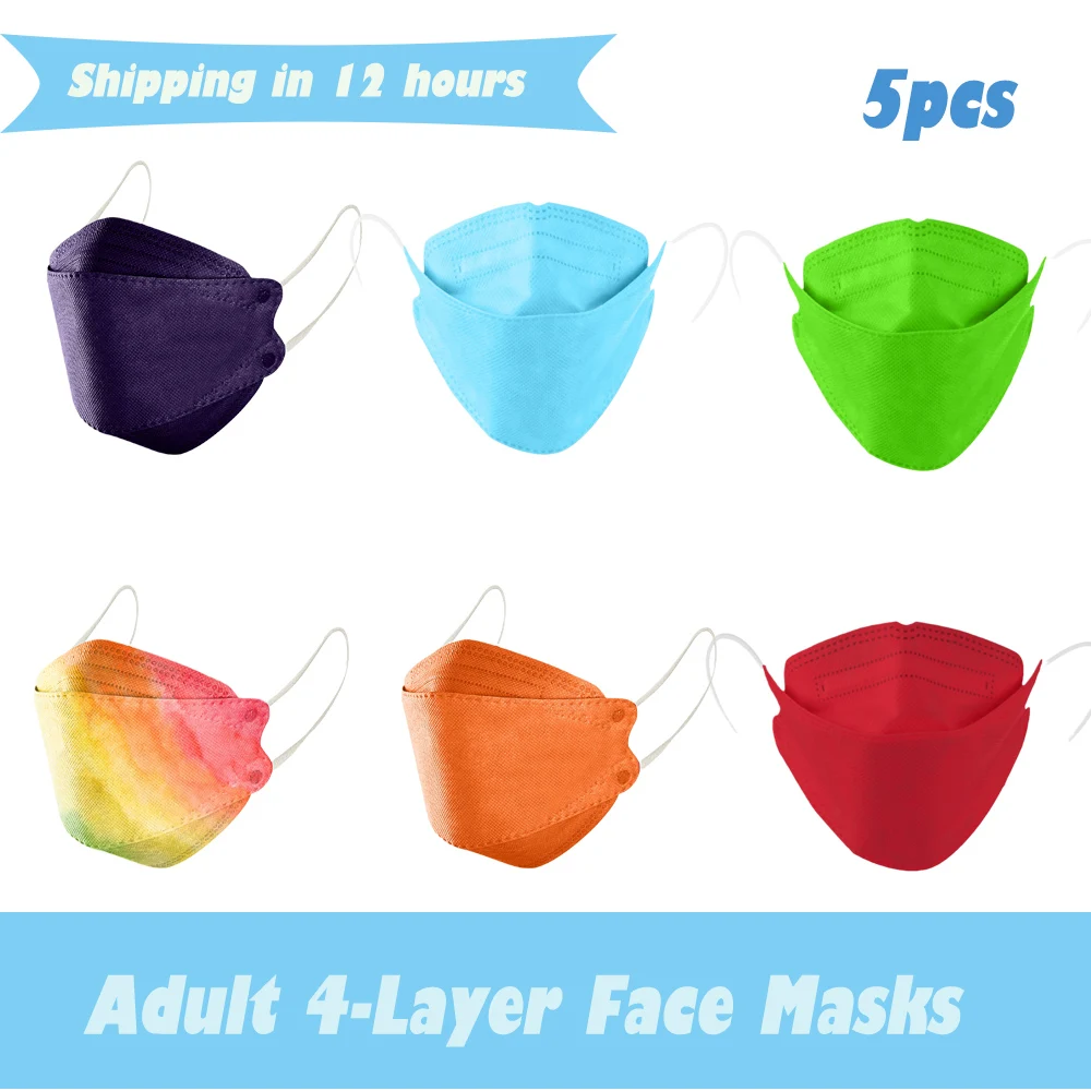 

5 шт., стильная дышащая 4-слойная маска для лица с принтом