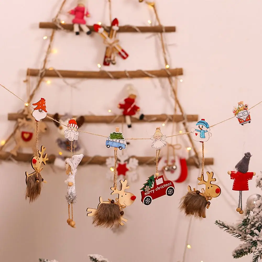 

6Pcs/set Christmas Decor Snowman Wooden Photo Clips Xmas Santa Claus Memo Paper Clips Stationery Clothespin DIY Craft Clips