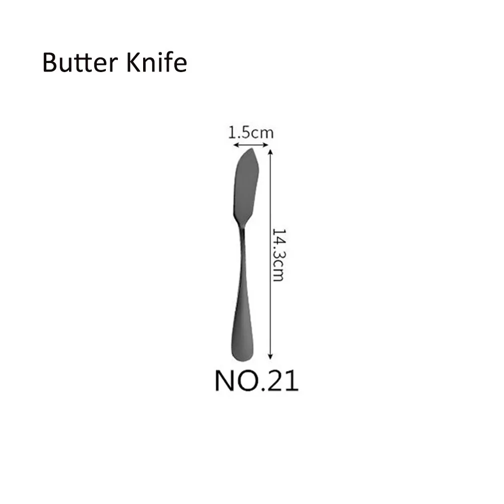 NO21 Butter Knife Обеденный из нержавеющей стали вилка Корея красочные десерт пирог вилка длинная ручка Золотой синий черная Вилка Набор для отеля вечерние Прямая - Цвет: NO21 Butter Knife