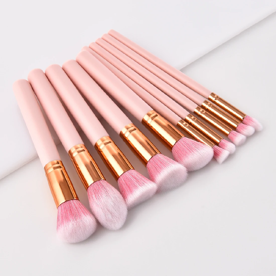

10 cosmetic brushes with wooden handle soft synthetic fiber portable makeup brush eye shadow brush makeup tool