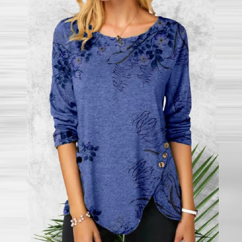 Женская Повседневная футболка с круглым вырезом и принтом весна-осень | одежда