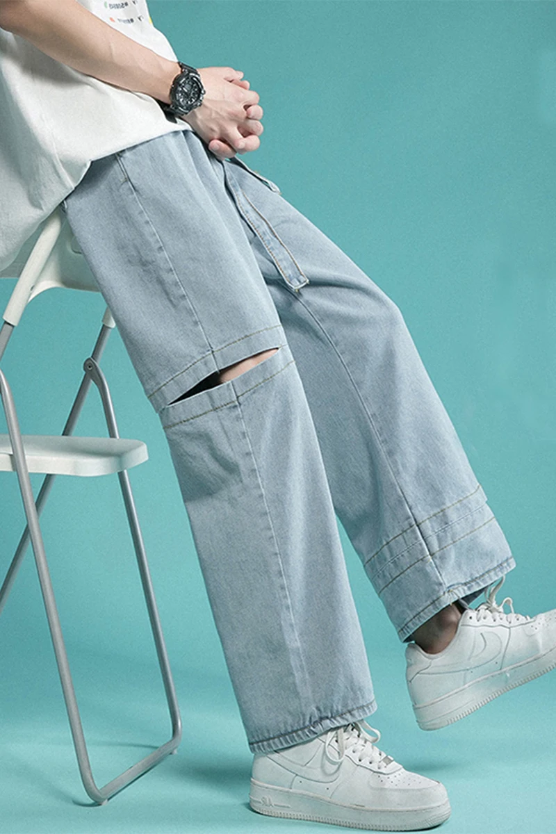 

Summer Versatile Ripped Leisure Trousers 2021ins Fashion Brand Loose Pants