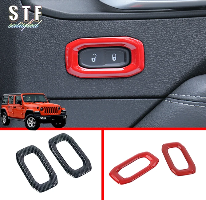 

ABS Interior Door Lock Buttons Cover Trim For Jeep Wrangler JL 2018 2019