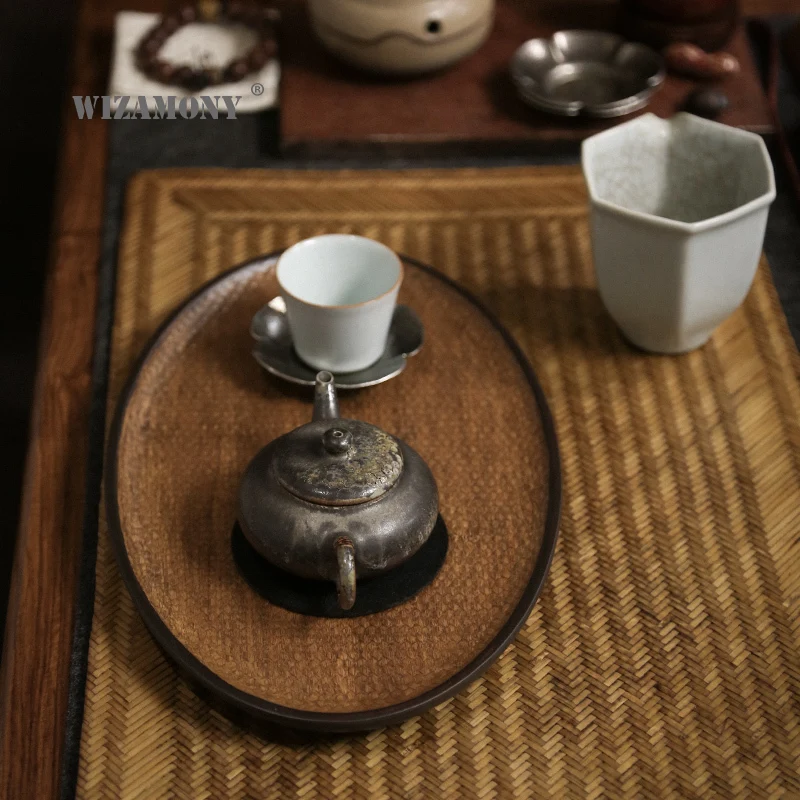 Heavy Bamboo Mat Bamboo Tea Tray Tea Pot Tray Rectangular Trays Solid Wood Kung Fu Tea Set Accessories Tea Ceremony