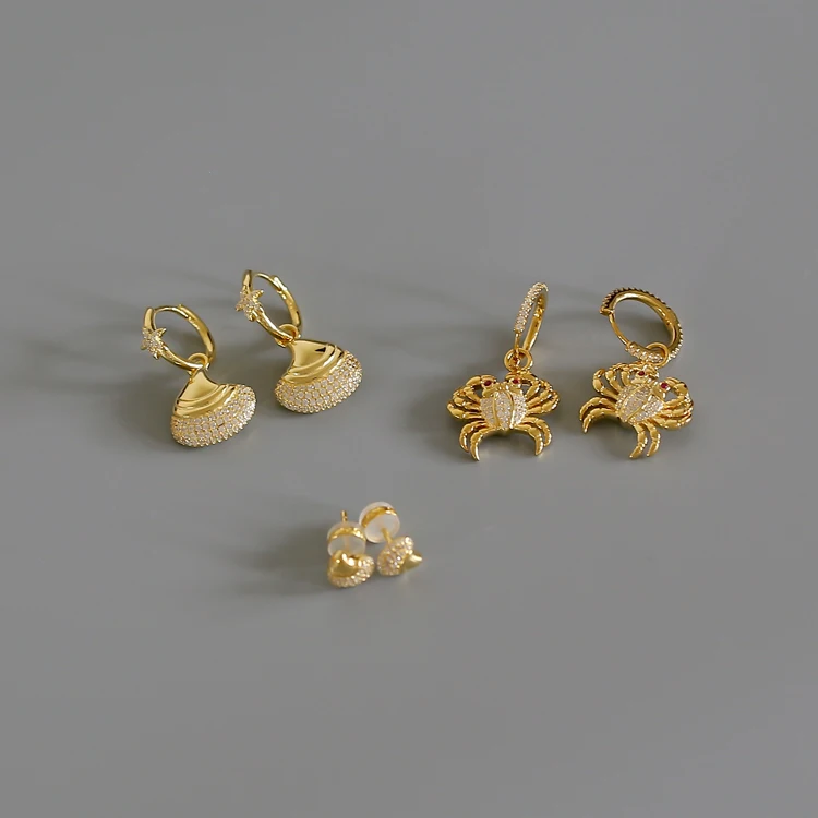 

High Quality 925 Sterling Gold and Silver Color Micro Pave Cubic Zirconia Shell Earrings Stud Women Fashion Luxury Jewelry