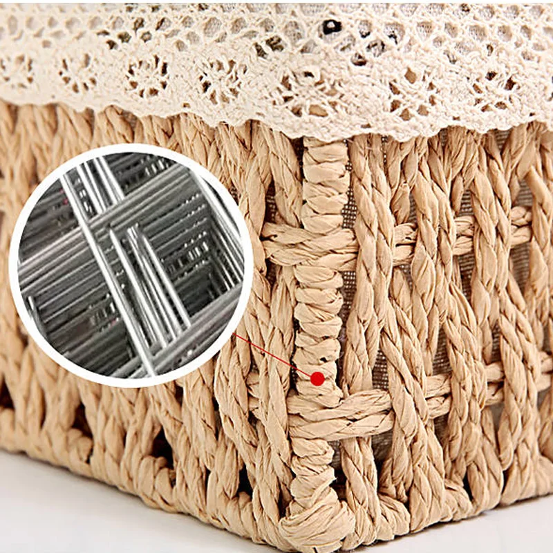 Корзина для хранения соломы из ротанга тканая ткань Настольный журнальный