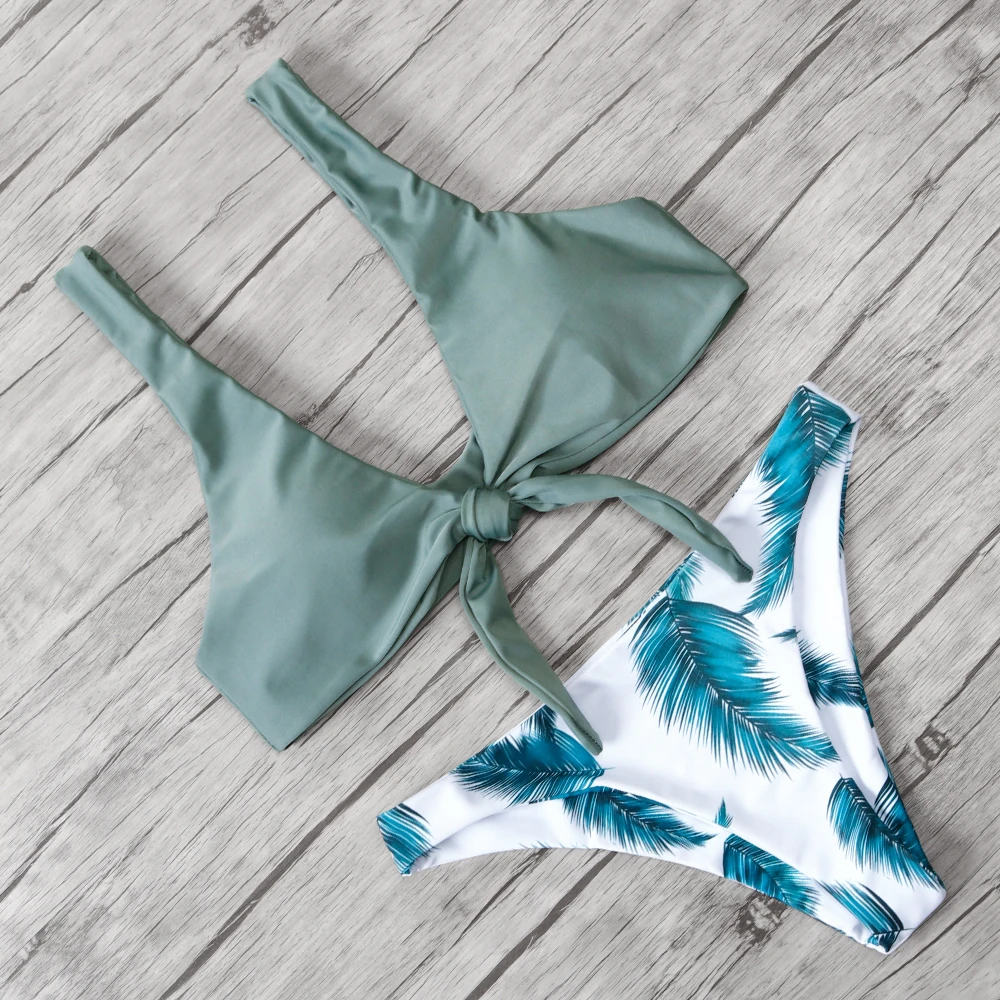 Бикини в горошек купальник пуш ап с узлом на груди женский микро бикини Женский