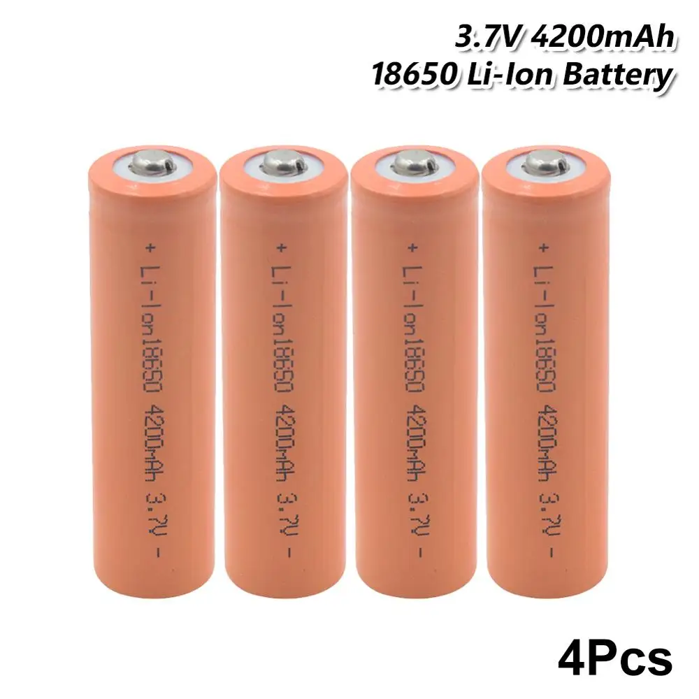 3 7 V 4200 мА/ч 4 шт. 18650 Батарея Li-Ion Перезаряжаемые для проблескового света Аварийный