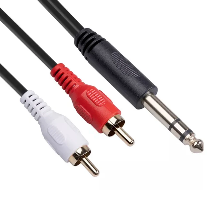 Аудиокабель со штыревыми соединителями 6 35 дюйма на двойные RCA красный и белый