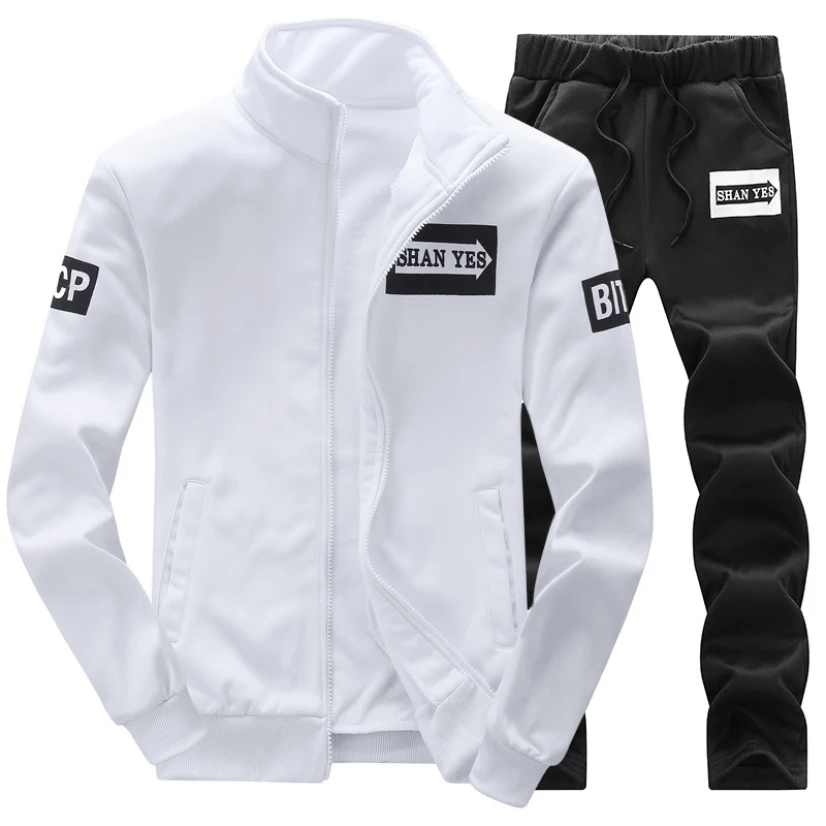 

2Pcs Tracksuit Man Harajuku Autumn Sport Zipper Coat Long Pants Men Sweatshirt Suit Letter Print Casual Male Clothing For Boy