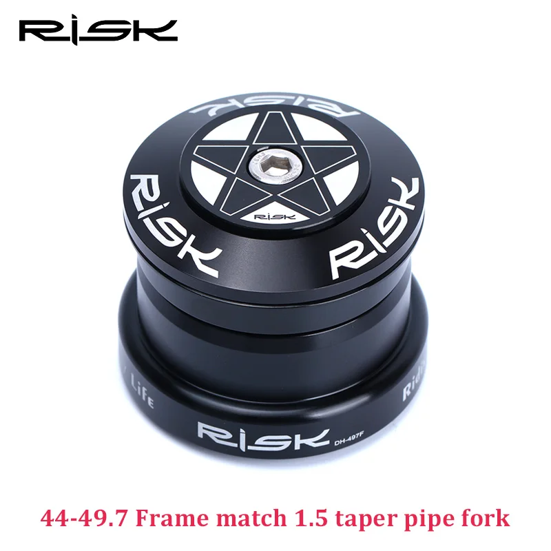 

RISK Mountain Bike Headset 44-49.7mm Taper Bearing Headset 1.5 Taper Pipe Fork Bicycle Half Hidden Internal / External Headset