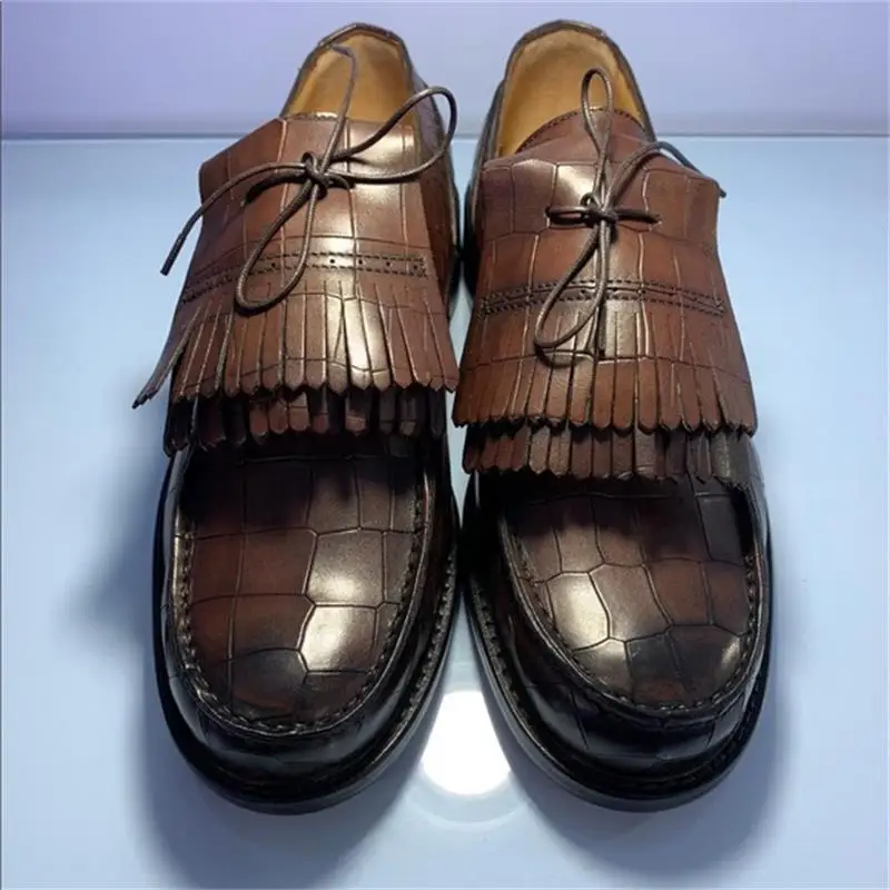 

Men's Handmade PU Solid Color Classic Luxury Tassel Round Head Low Heel Fashion Trend All-match Business Casual Loafers HL321