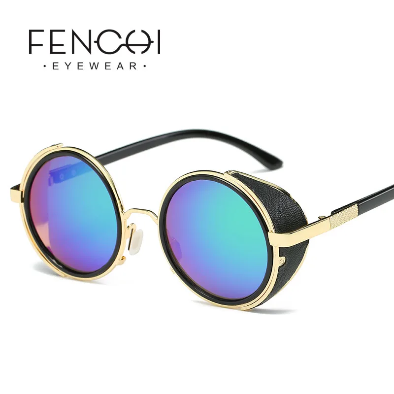 FENCHI белые круглые женские солнцезащитные очки в стиле стимпанк