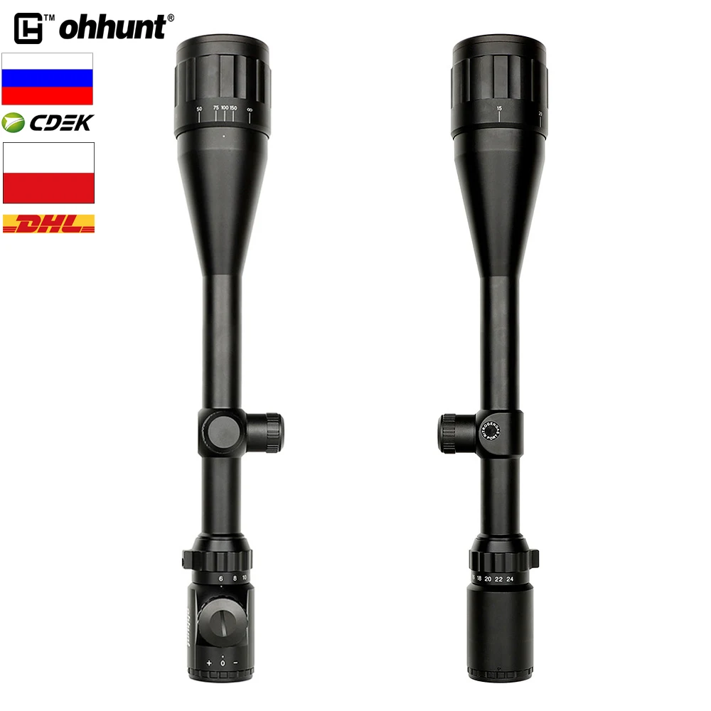 Охотничий прицел ohhunt 6 24X50 AOEG красно зеленый оптический с проводной сеткой