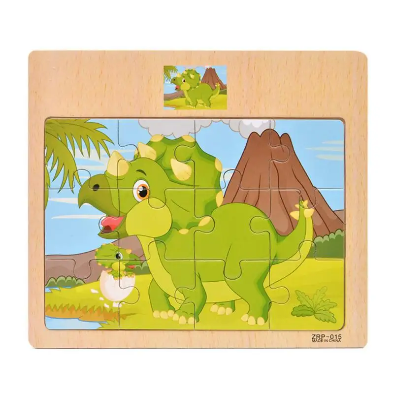 

Wooden 12-piece Cartoon Animal Traffic Cognitive Puzzle Toy For Children 3-6 Years Old Early Education learning toy for xmas