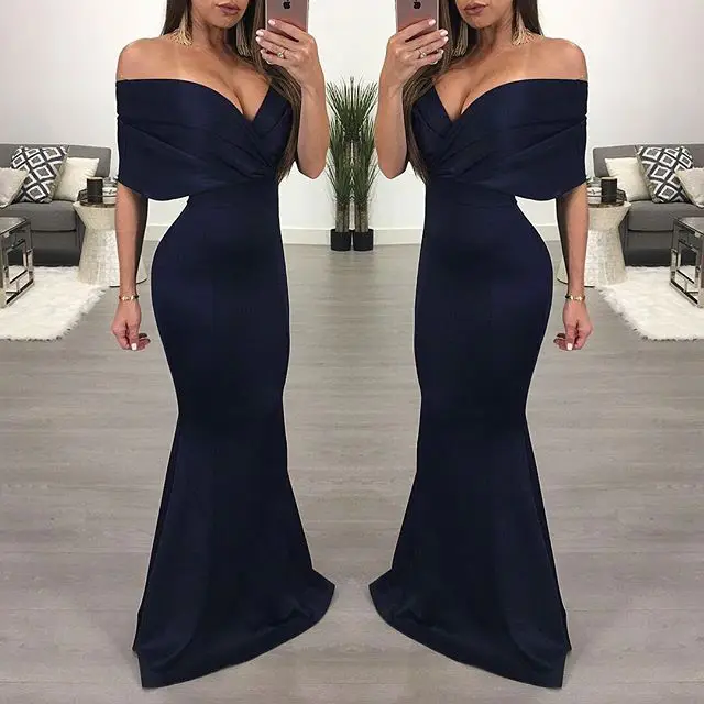 Женское платье с открытыми плечами без рукавов в пол | Женская одежда