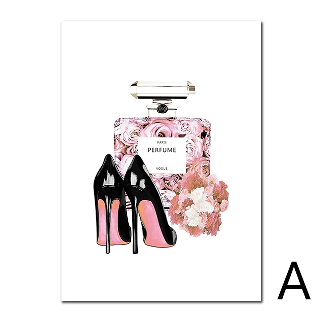 

Modern Abstract Paintings Vogue Poster Perfume Canvas Painting Pink Art Print Fashion Wall Pictures For Living Room Decoration