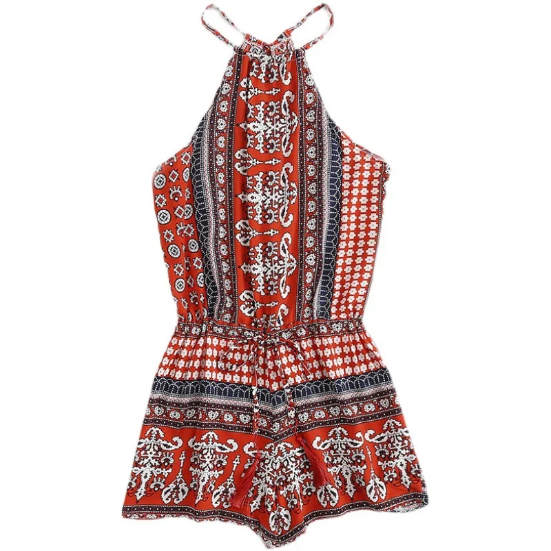 

2021 spring new Print Shorts Jumpsuit women's Jumpsuit summer