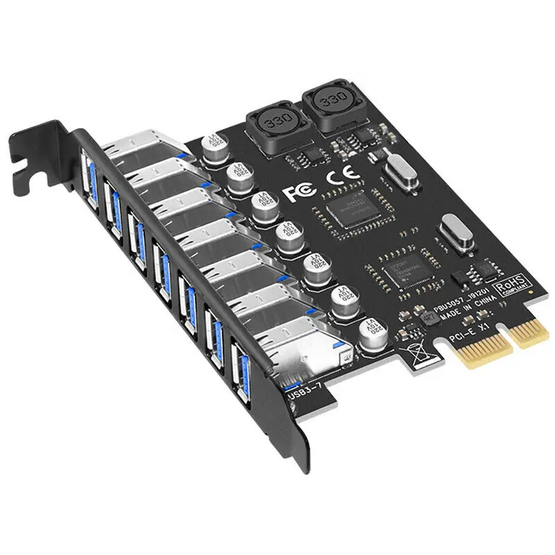 

USB 3,0 адаптер расширения PCI-E 7 портов USB 3,0 концентратор адаптер внешний контроллер PCI-E расширитель PCI Express карта для рабочего стола