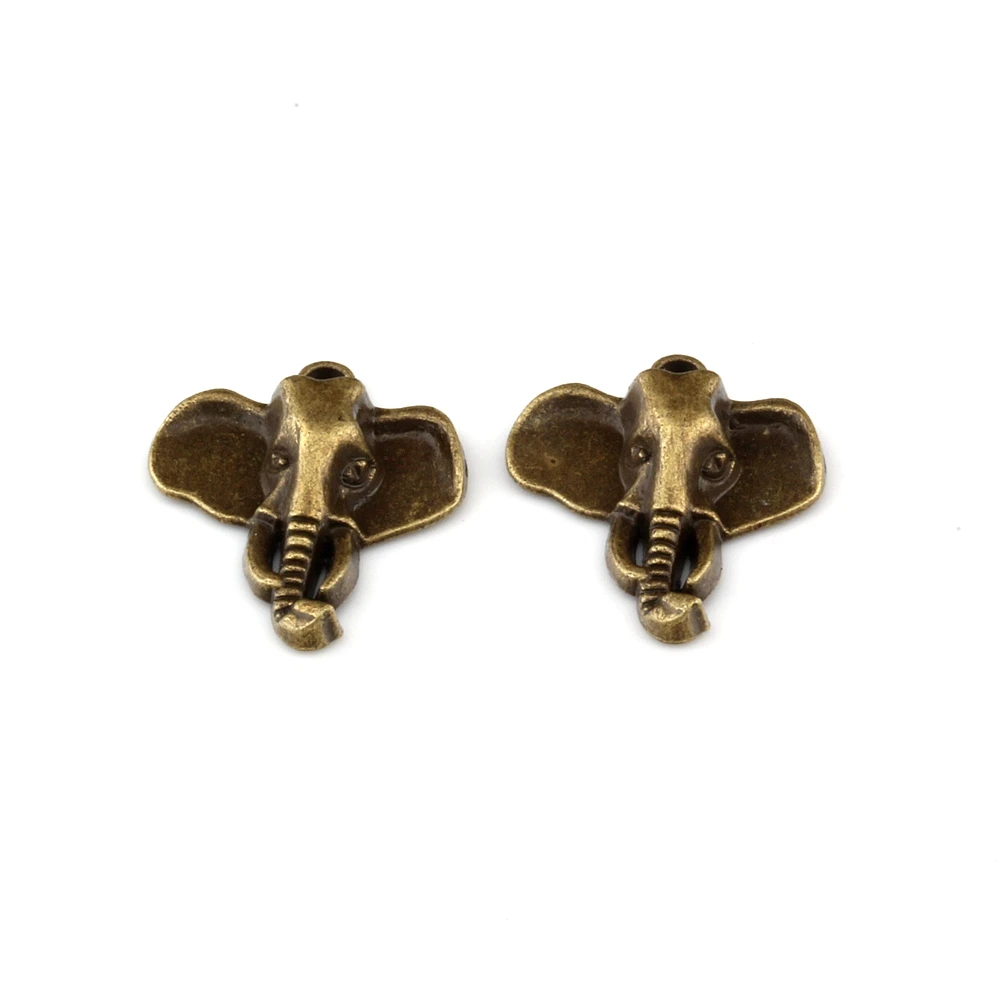 Elephant Head Charms Pendants 100Pcs 22.8x26.2mm Antique Bronze Zinc Alloy Fashion Jewelry DIY Fit Bracelets 2colors | Украшения и