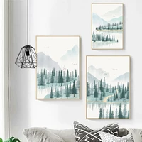 wall art abstract cartoon landscape mountain painting watercolor picture nordic canvas posters prints living room decoration