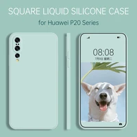 luxury square liquid cute phone case for huawei p20 pro lite soft silicone edge protective back cover huaweip20 p 20 p20pro capa