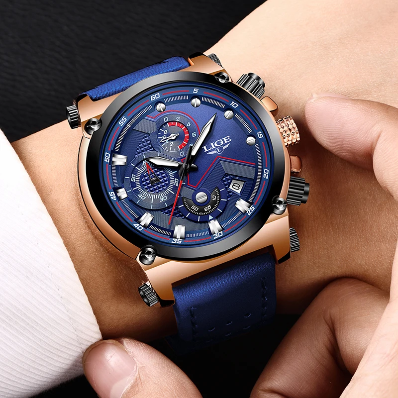 2020 LIGE мужские часы бизнес Топ люксовый бренд кварцевые кожаные
