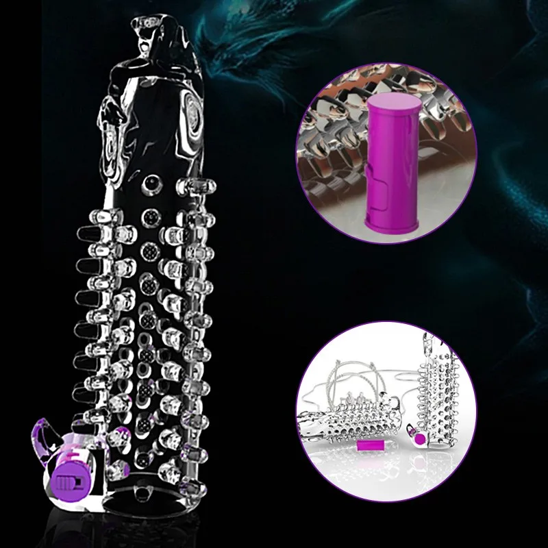 Вибрирующий рукав для пениса - секс-игрушка для мужчин мастурбатор Кристалл Переиспользуемый увеличитель Задержка Кольцо пениса Стимуляция точки G Вагина.