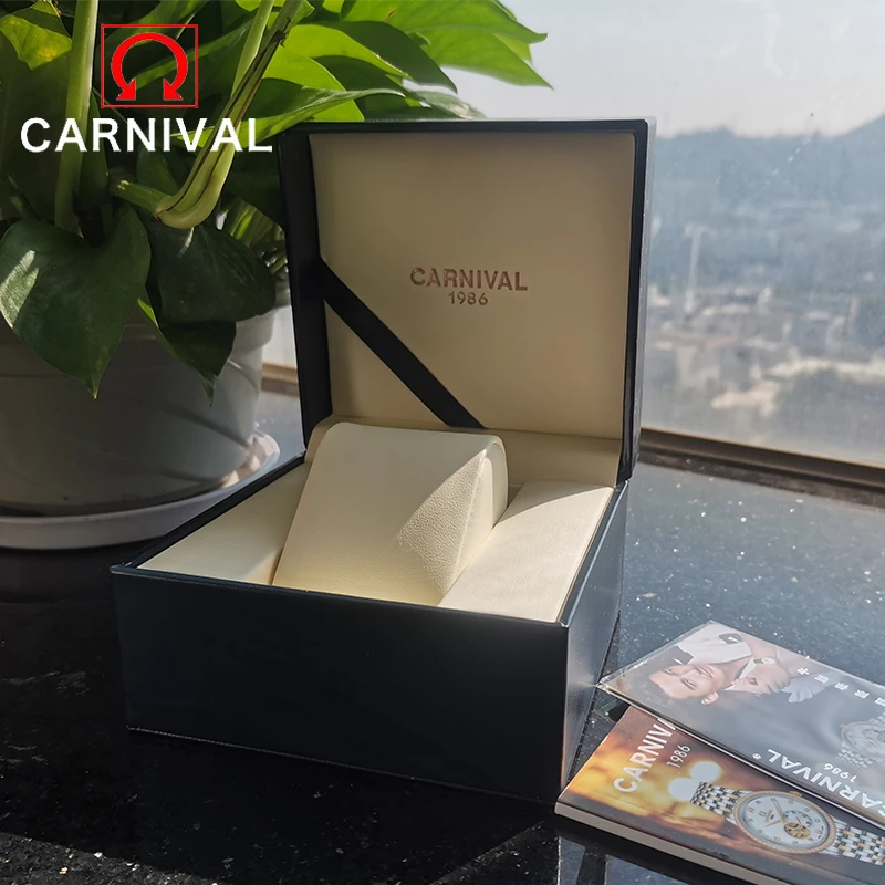 

Оригинальная Высококачественная кожаная коробка для часов Carnival, роскошные брендовые аксессуары для часов, прямоугольные часы, Подарочная ...