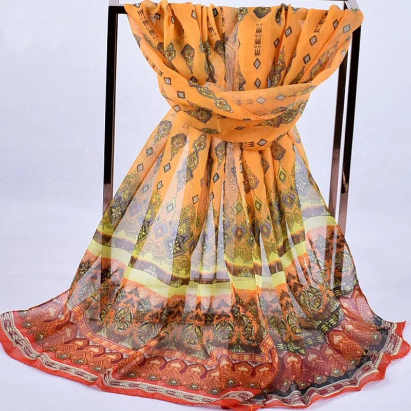 Новые женские шарфы длинные шифоновые накидки пончо пляжные фломастерские