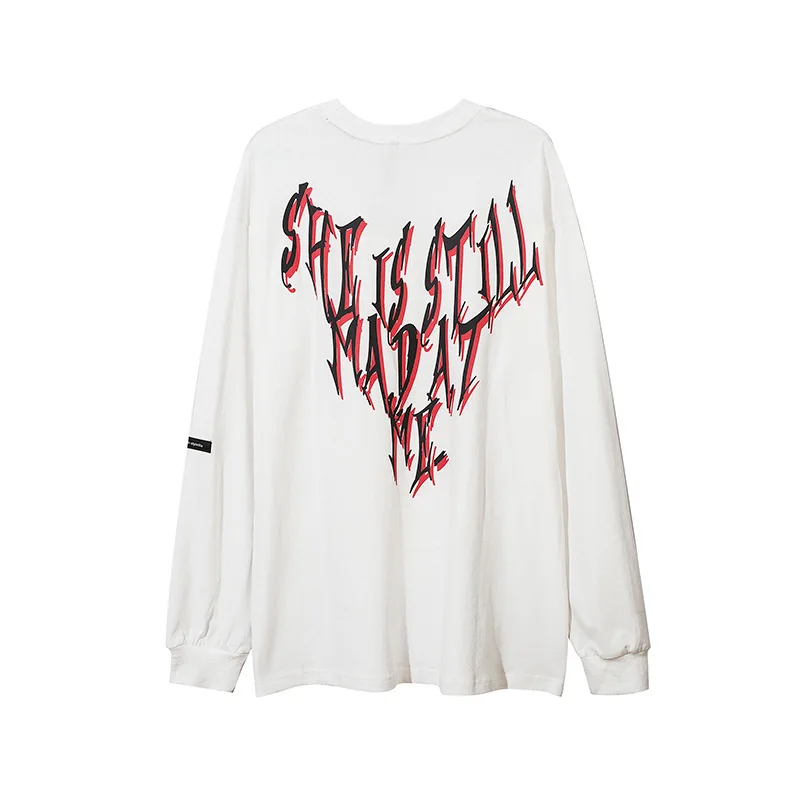 

SEVEYFAN 2021 Men's Fashion Letters Printed Tees Hip Hop Oversize Tees Summer Long Sleeve Cotton Tops for Male