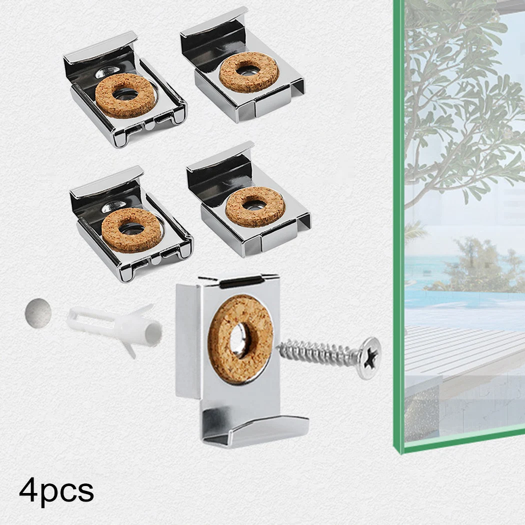 Frameless Bathroom Mirror Glass Wall Mounting Fixing Kit Hardware-With Screws Set 4-6mm 31mm*24mm*7mm | Дом и сад