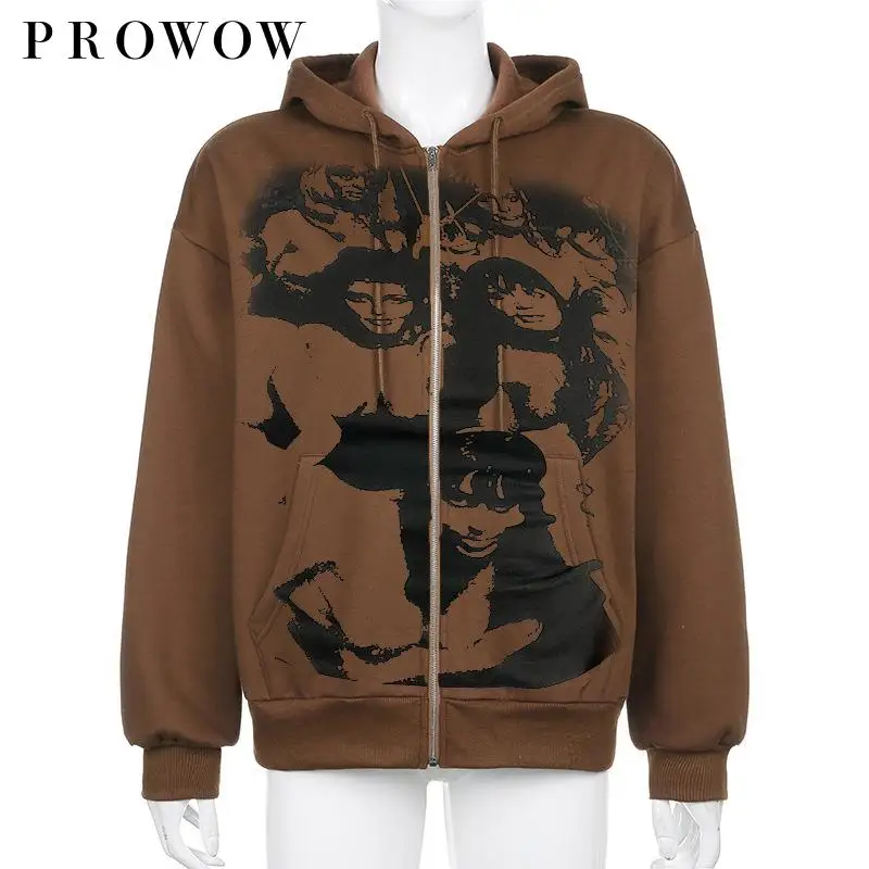 

Prowow 2021 Plus Velvet Thickening Commuter Hooded Fleece Female Temperament Street Movements Zipper Cardigan Coat Qiu Dong