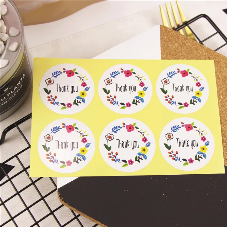 60 шт. 10 листов круглые спасибо цветочная гирлянда упаковка уплотнительные