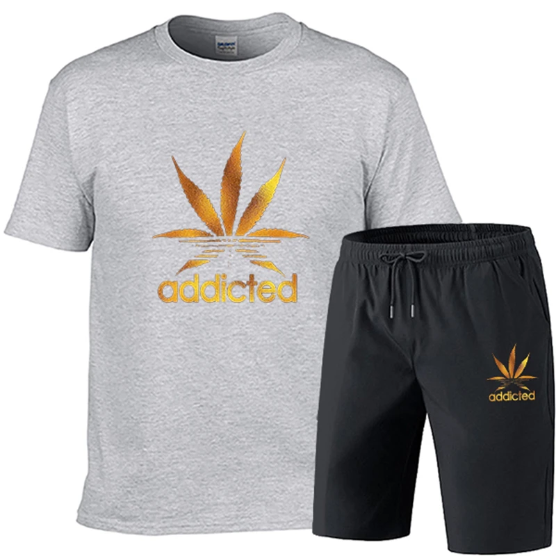

2021 Summer Tracksuit Men Letter Print Short Sleeve T Shirts+Quick Drying Shorts Two Pieces Sets Male Casual Sportswear Clothing
