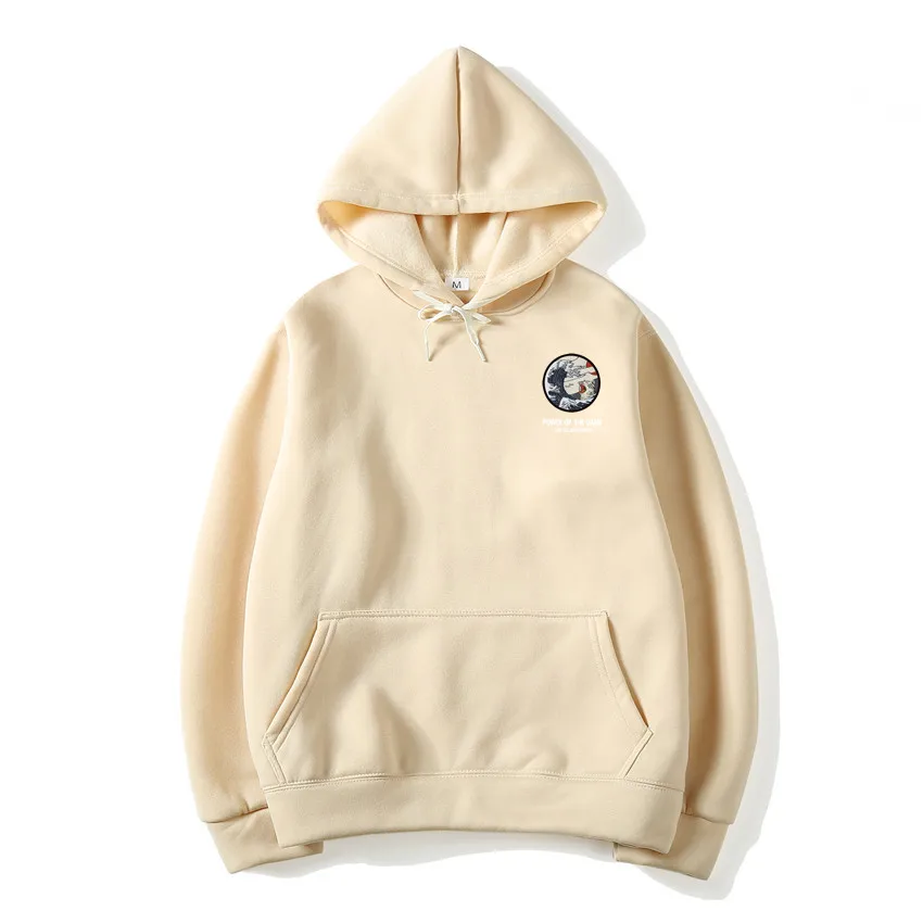 Японская флисовая толстовка с капюшоном забавным котом и волной зимний стиль хип