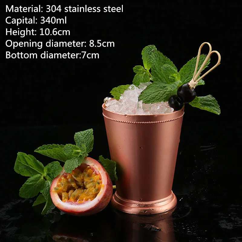 304 нержавеющая сталь Коктейльная чашка мятный Мул Золотая барабанный тип медный