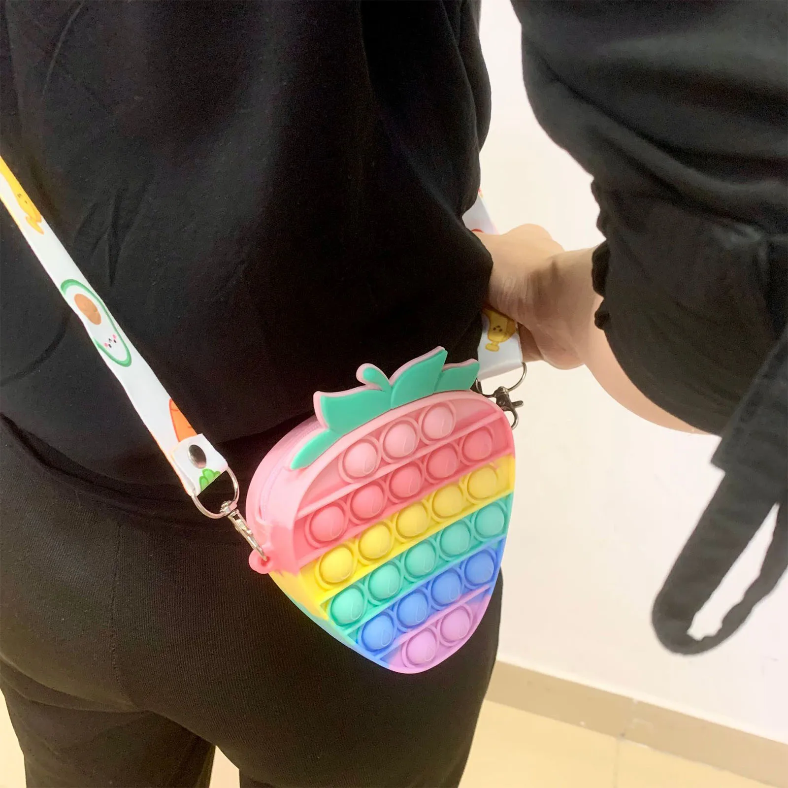

Rainbow Popete Shoulder Bags 2 In 1 Push Popper Fidget Toys Pineapple Popet Bag Simple Dimple Anti-stress Poppet Toy Kids Gifts