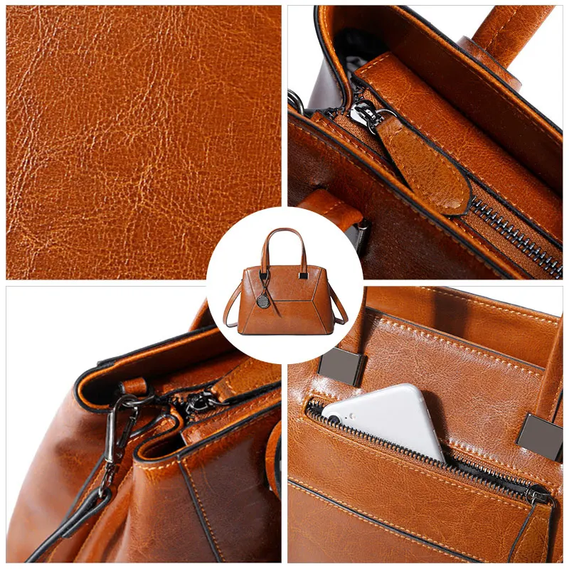 

REALER Luxury Women Handbags Female Vintage Leather Shoulder Bag Large Capacity Totes Crossbody Bags for Ladies 2020 Boston