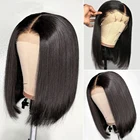 Короткие прямые парики боб для женщин парик на сетке 4x4 с детскими волосами человеческие волосы 13x 4 парик на сетке спереди прямой Боб плотность 180