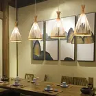Деревенские бамбуковые тканые люстры из натурального бамбука потолочные светильники с лампочкой