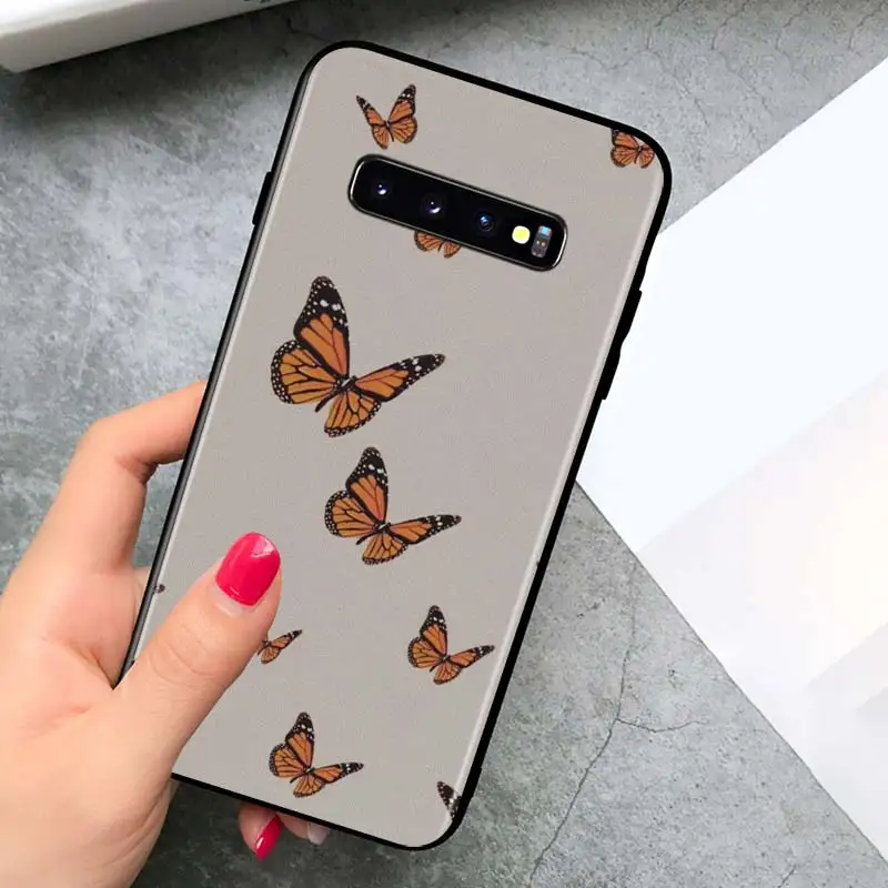 

Fashion Butterfly for Samsung Galaxy S21 Ultra Plus Note 20 10 9 8 S10 S9 S8 S7 S6 Edge Plus Black Phone Case