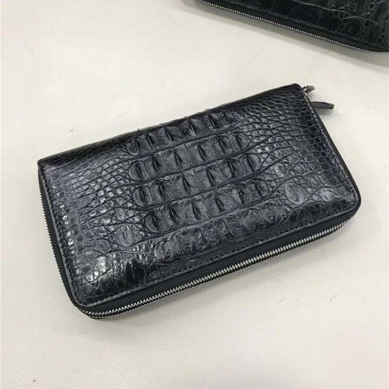 Two Zippers Closure Authentic Crocodile Skin Men's Wristlets Bag Card Purse Genuine Alligator Leather Male Large Phone Clutch |