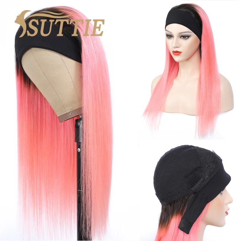 Suttie парики из натуральных волос на кружевной Omber 1b розовый цвет парик с головной
