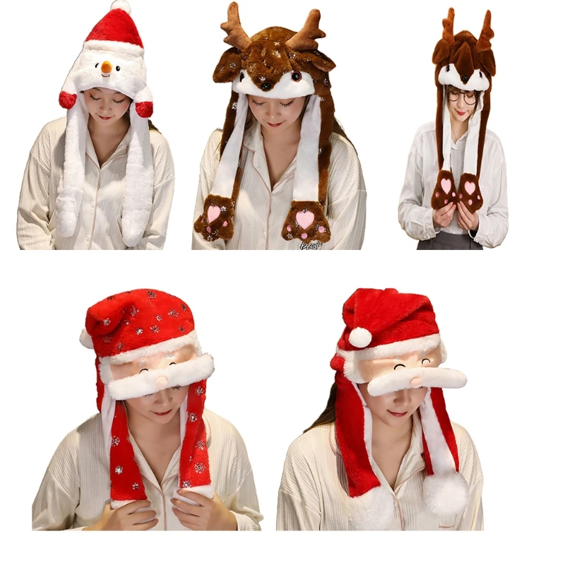 Рождественская плюшевая шапка для прыжков с ушами Санта-Клауса лось ушей